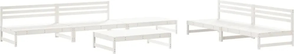 vidaXL Set mobilier de grădină, 6 piese, alb, lemn masiv pin