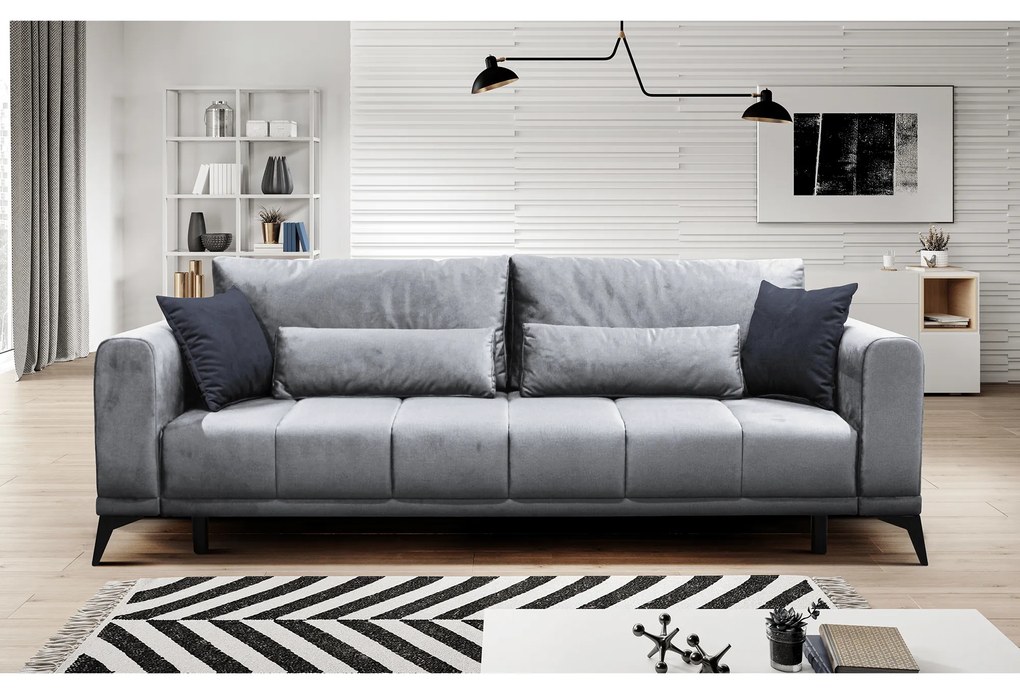 Canapea extensibilă, gri deschis/ gri, GRACE BIG SOFA