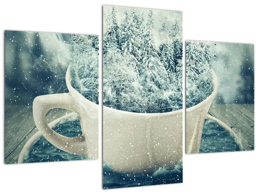 Tablou - Lumea de iarnă într-o căniță (90x60 cm)