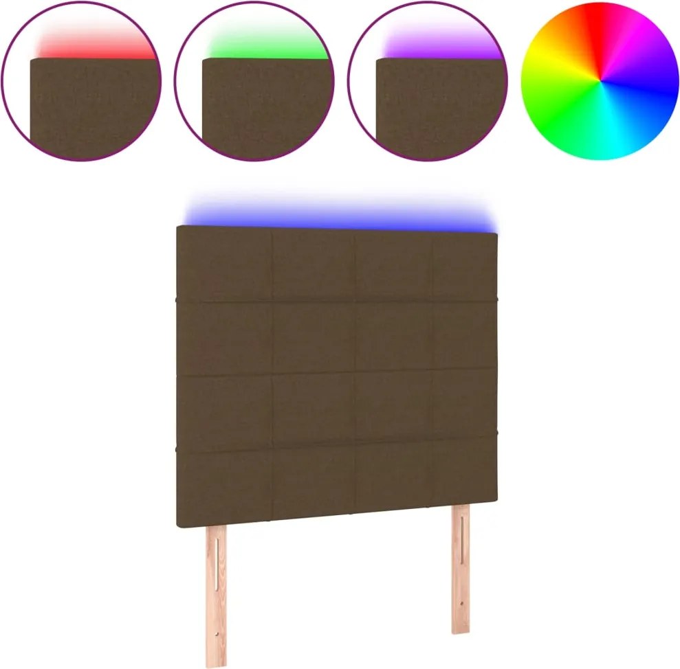 vidaXL Tăblie de pat cu LED, maro închis, 80x5x118/128 cm, textil