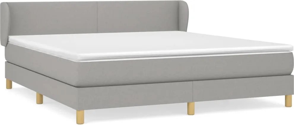 vidaXL Pat continental cu saltea, gri deschis, 160x200 cm, textil