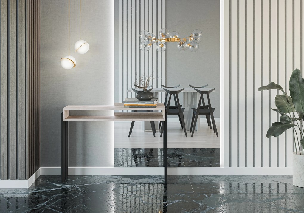 Măsuță consolă Ramea (Stejar platinum grange + Negru). 1055238