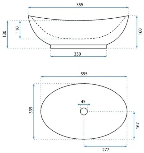 REA-U6801 - Lavoar KATE pe blat, 33,5 x 55,5 cm, ceramică, alb lucios