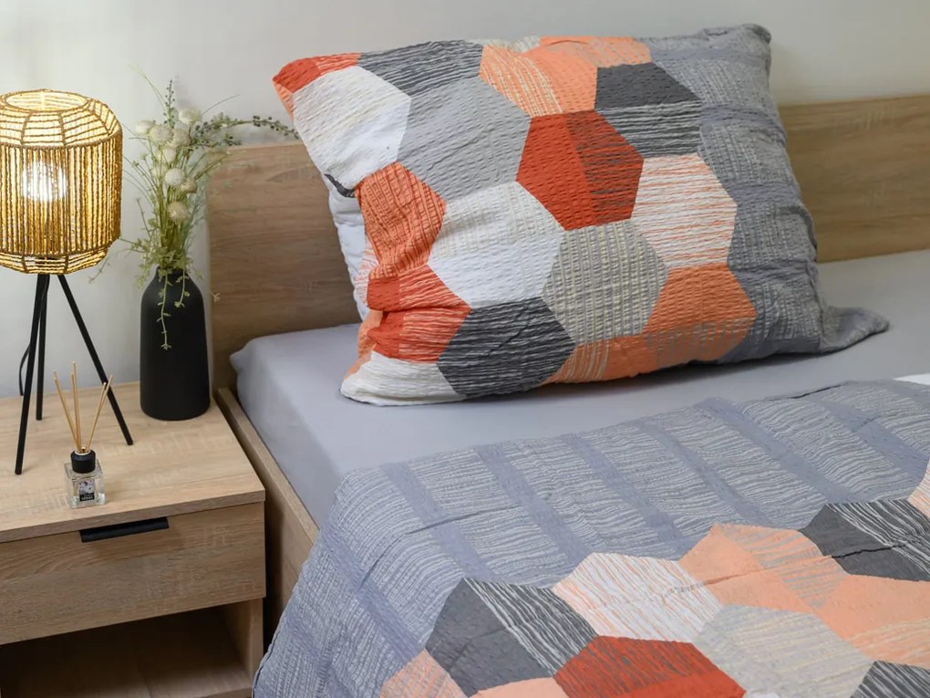 Lenjerie de pat creponata din bumbac Renforce HONEY COMB gri Dimensiune lenjerie de pat: 70 x 90 cm | 140 x 200 cm