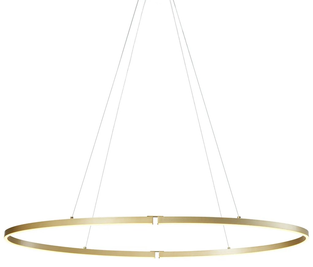 Lampă suspendată de design alamă 120cm inclusiv LED cu 3 trepte de intensitate luminoasă - Ovallo