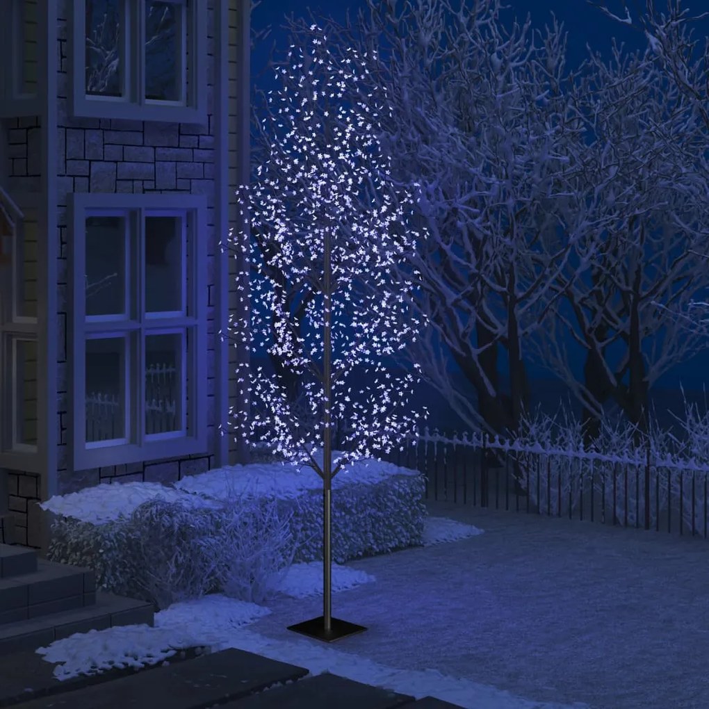 vidaXL Pom crăciun, 1200 led-uri lumină albastră flori de cireș 400 cm