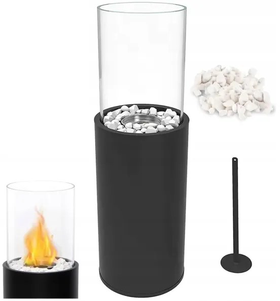 Șemineu pe bioetanol ROMA 26,5x80,5 cm 2kW negru + husă de protecție