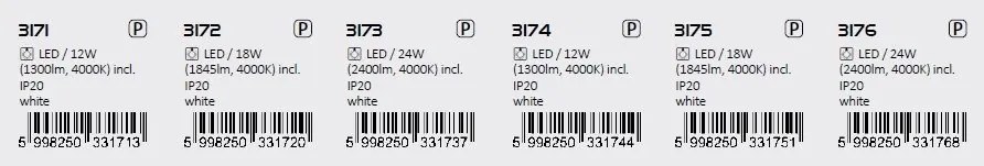 Plafoniera LED design modern Shaun alb 22x22cm