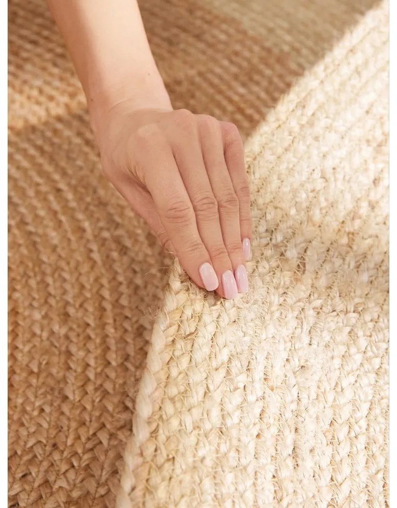 Covor fildeș reversibil, țesut manual rotund din iută ø 200 cm Jutta Ivory – Hanse Home