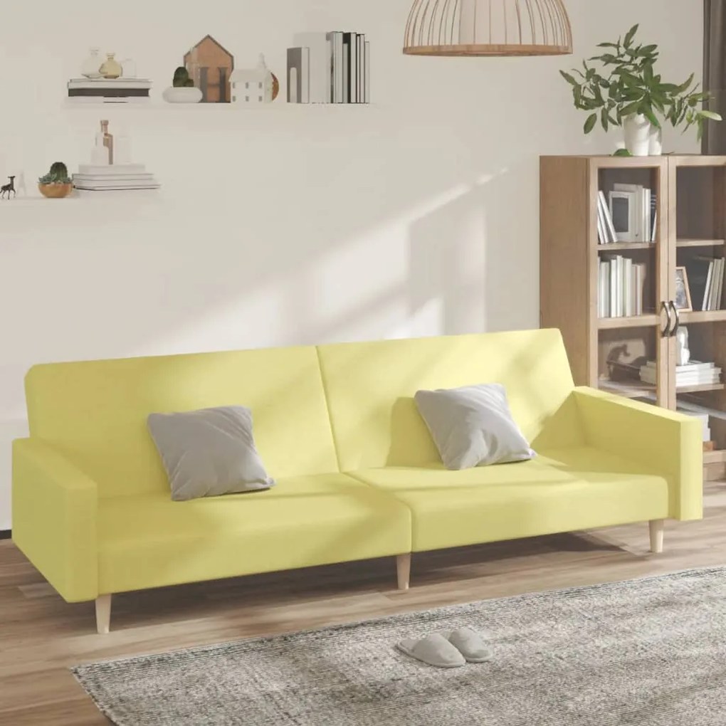 337293 vidaXL Canapea extensibilă cu 2 locuri, verde, textil