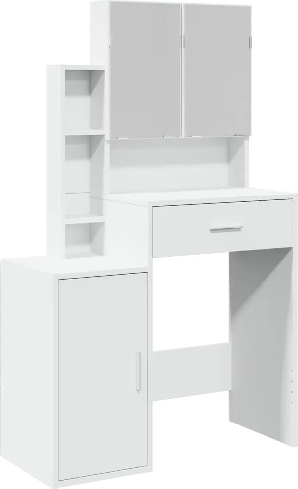 vidaXL Masă de toaletă cu dulap, alb, 80x35x132 cm