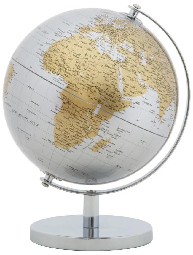Decoratiune glob argintiu/auriu din metal, ∅ 20 cm, Globe Mauro Ferretti
