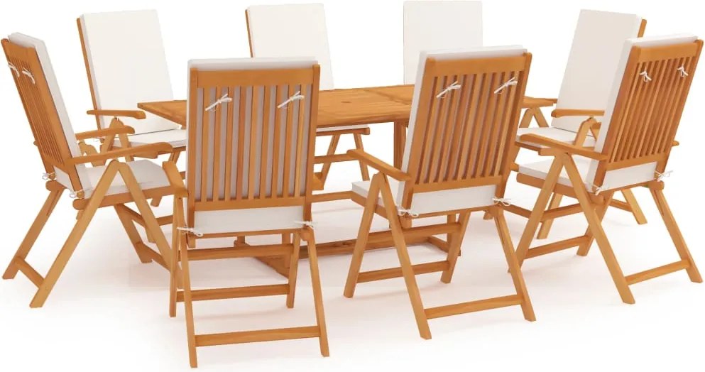 vidaXL Set mobilier de grădină cu perne, 9 piese, lemn masiv tec