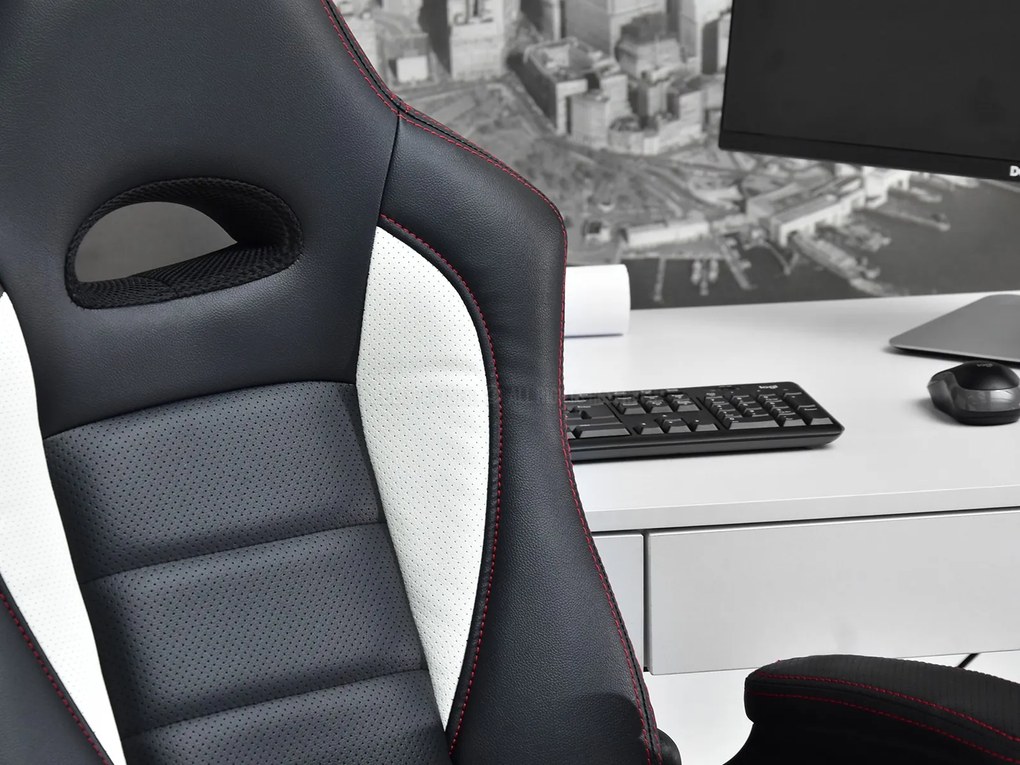 Scaun gaming Race (alb + gri). Promo -23%. 1110530
