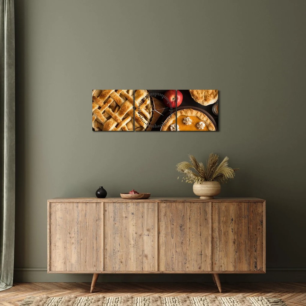 Tablou - Plăcintă de dovleac (cu ceas) (90x30 cm)