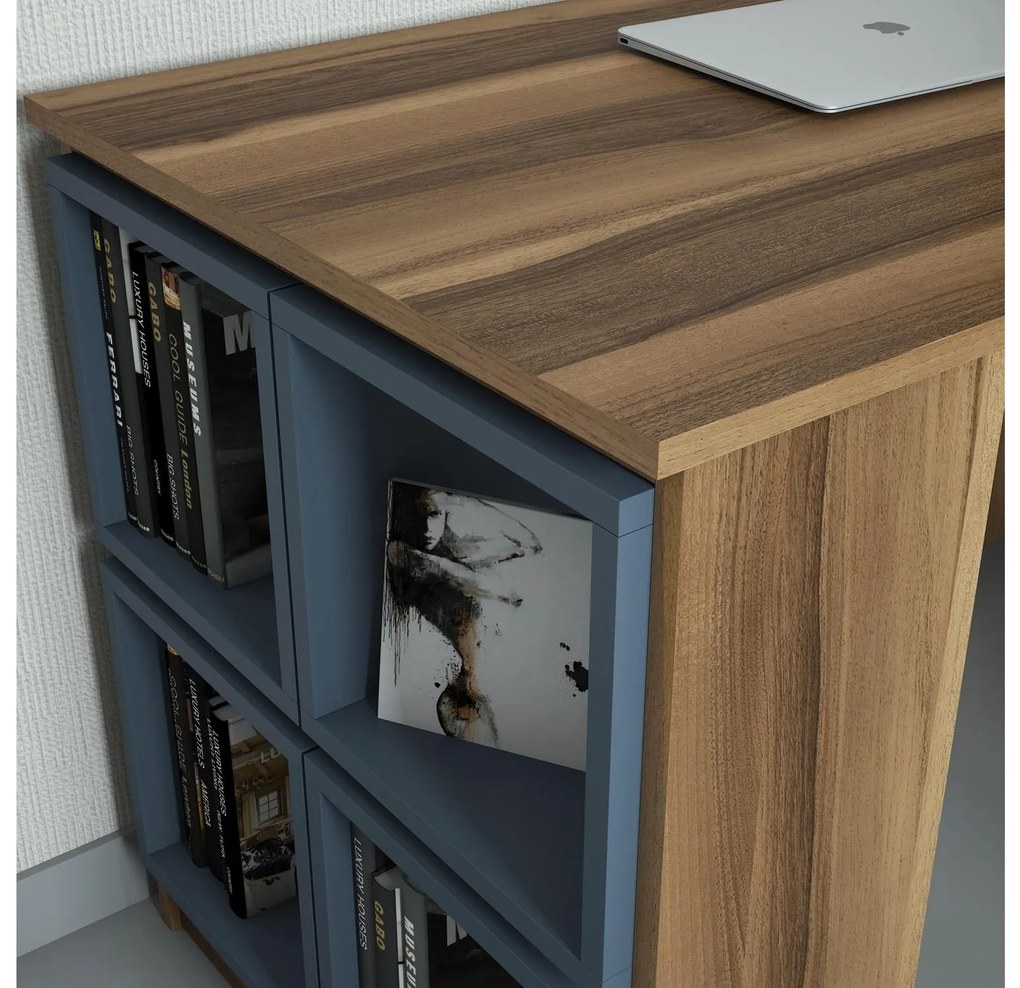 Masă PC Babar (Nuc + Gri albastru). 1088230