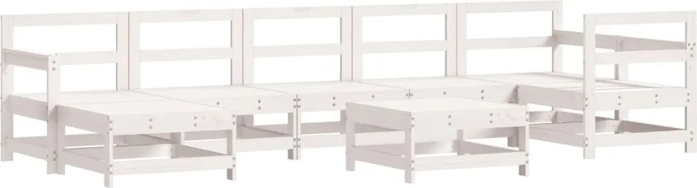 vidaXL Set mobilier relaxare grădină, 8 piese, alb, lemn masiv de pin