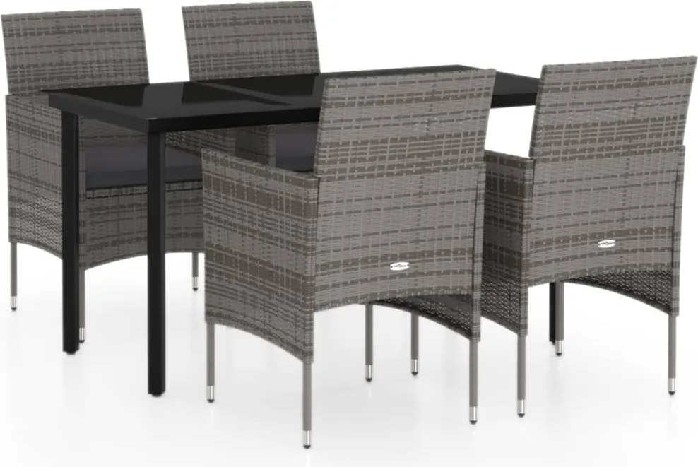 vidaXL Set de servit masa pentru grădină, 5 piese, gri și negru
