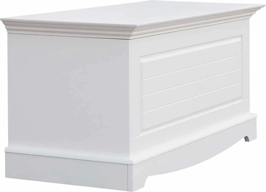 Băncuță lemn masiv alb cu Ladă, 112 × 45 × 51 cm