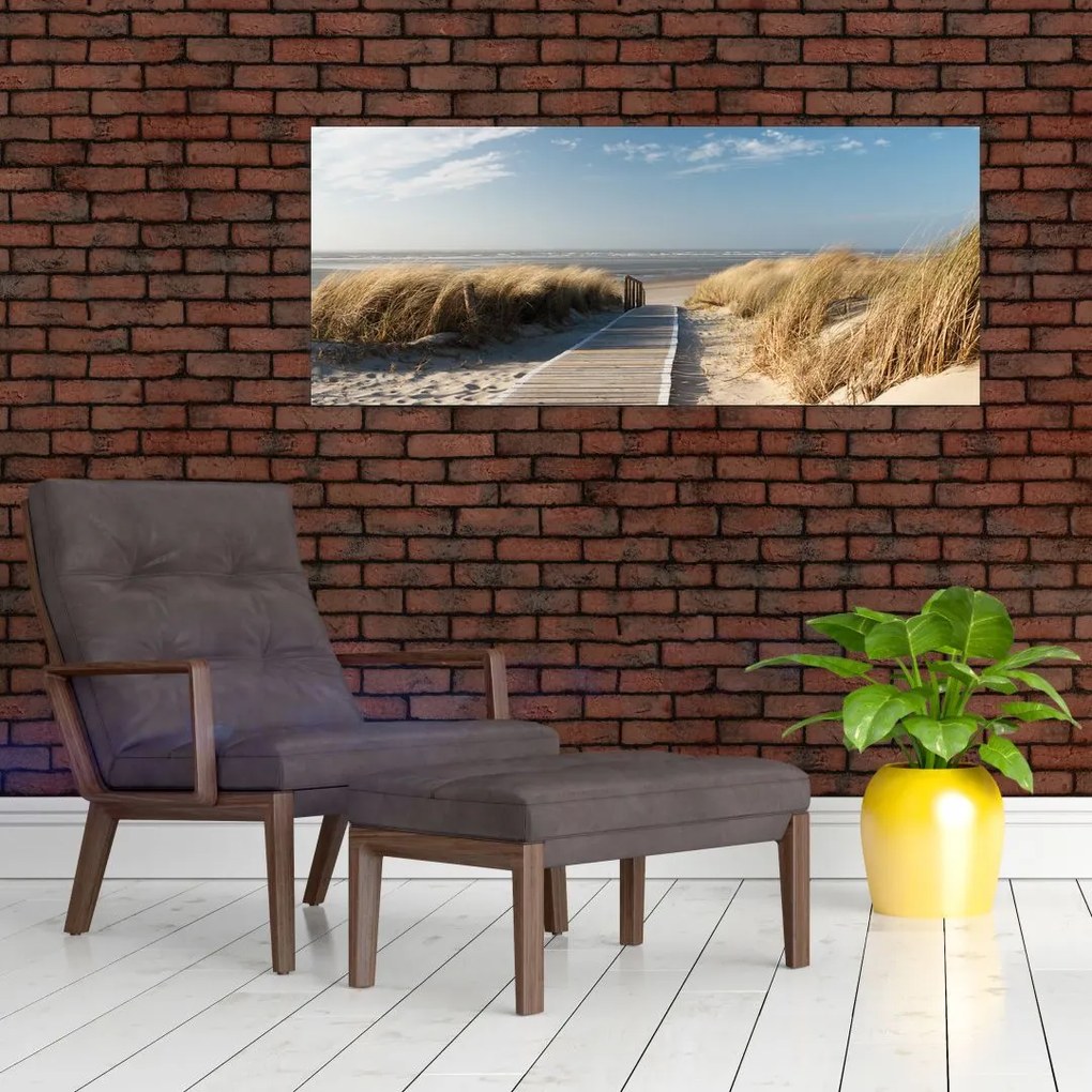 Tablou - Plaja cu nisip de pe insula Langeoog, Germania (120x50 cm)
