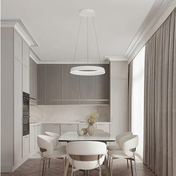 Lustra circulara aluminiu alb LED CCT OVIA 45cm