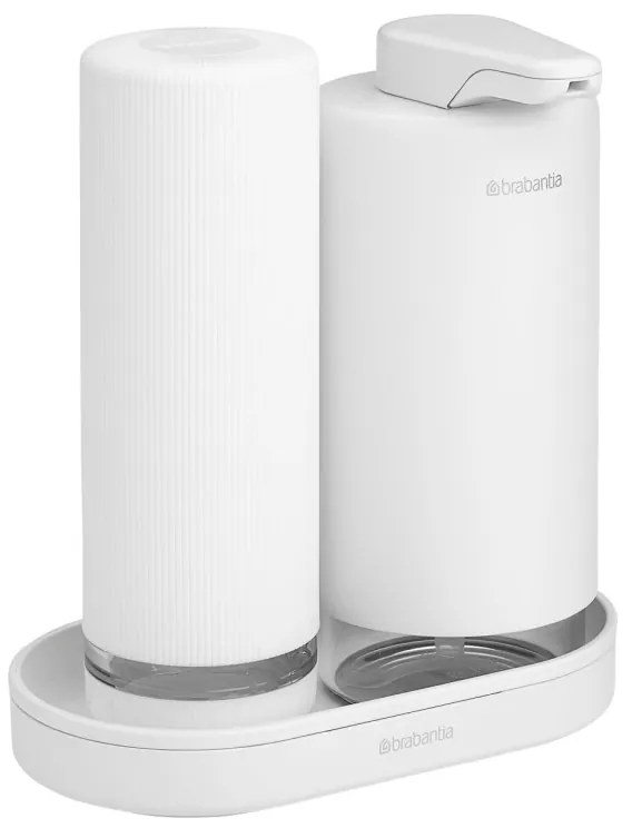 Set 2 dozatoare detergent de vase / sapun lichid Brabantia SinkStyle 1008505, 200 ml, Cu strat mineral, Alb