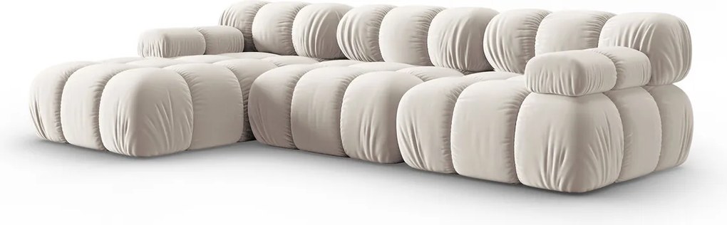 Coltar modular stanga 4 locuri, Bellis, Micadoni Home, BL, 282x155x70 cm, catifea, bej deschis