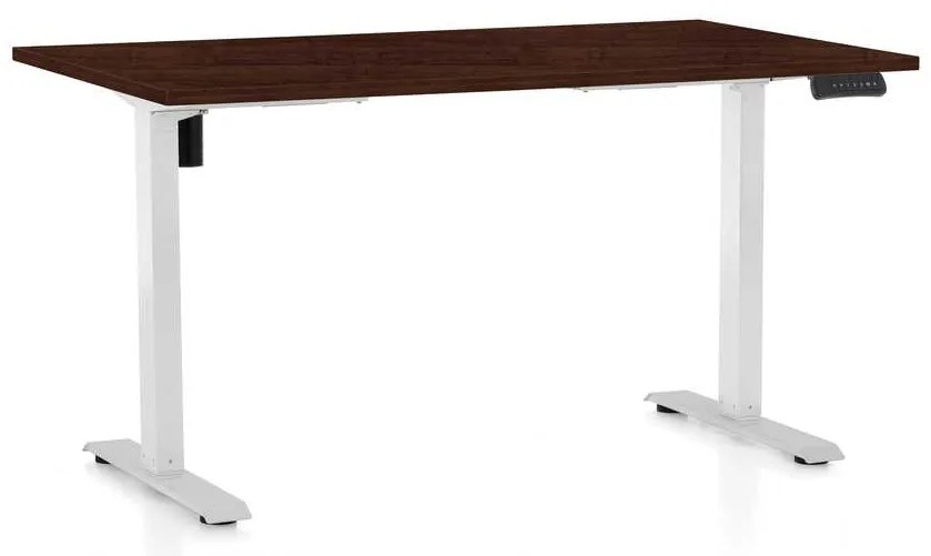 Masă înălțime reglabilă OfficeTech B, 120 x 80 cm, picioare albe, wenge