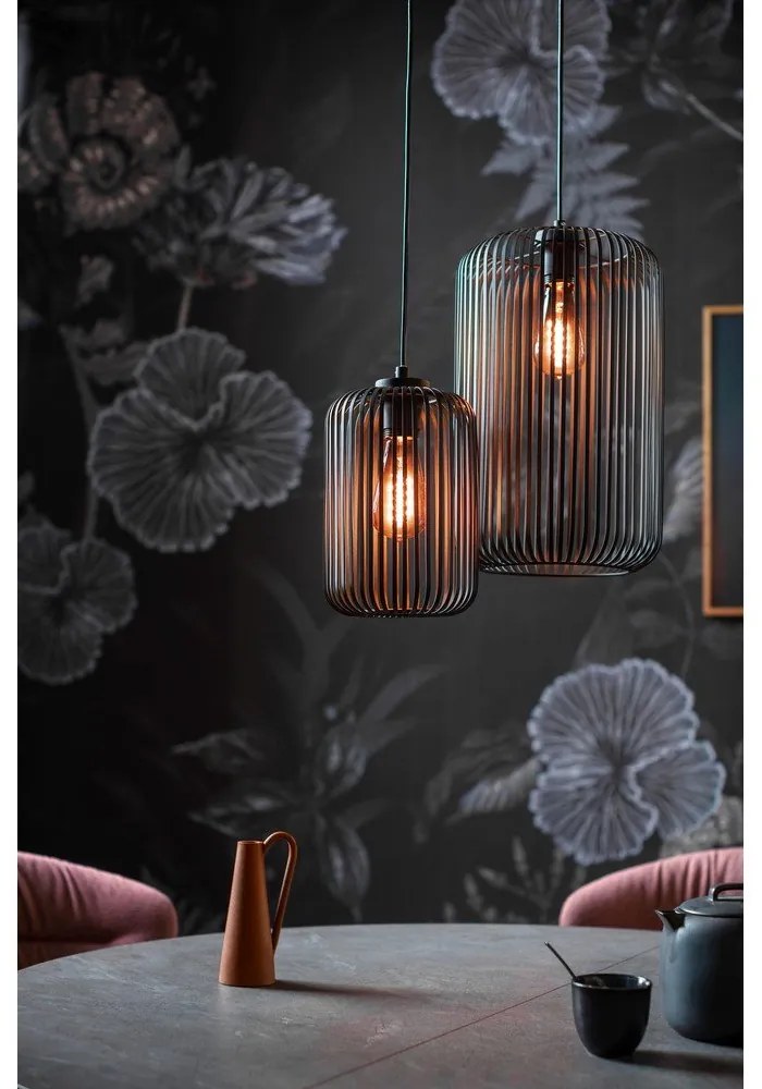 Lustră neagră cu abajur din metal ø 25 cm Cage – Fischer &amp; Honsel