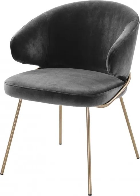 Scaun tapitat design LUX Kinley, catifea savona gri inchis 113584 HZ