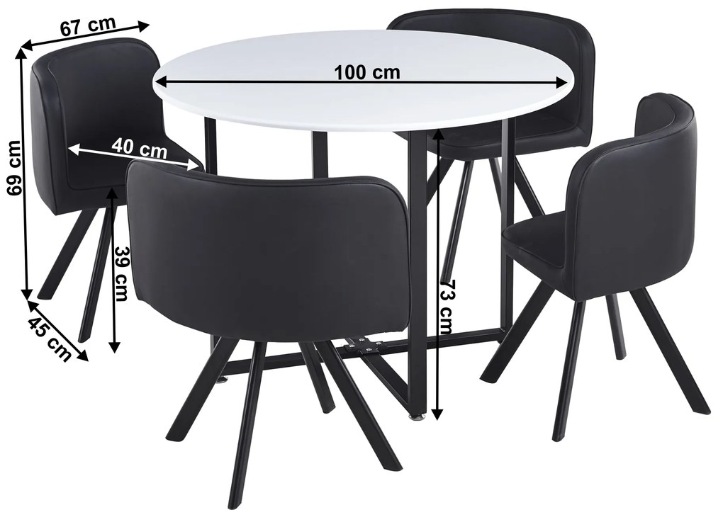 Set sufragerie 4+1 Babeth (alb + negru). 1065327