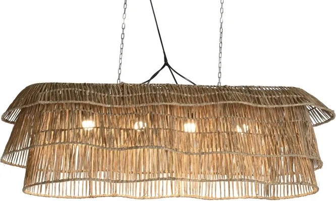 Lustră suspendată boho modernă bej din fibre naturale, 135×40×50 cm, „Sevilla"