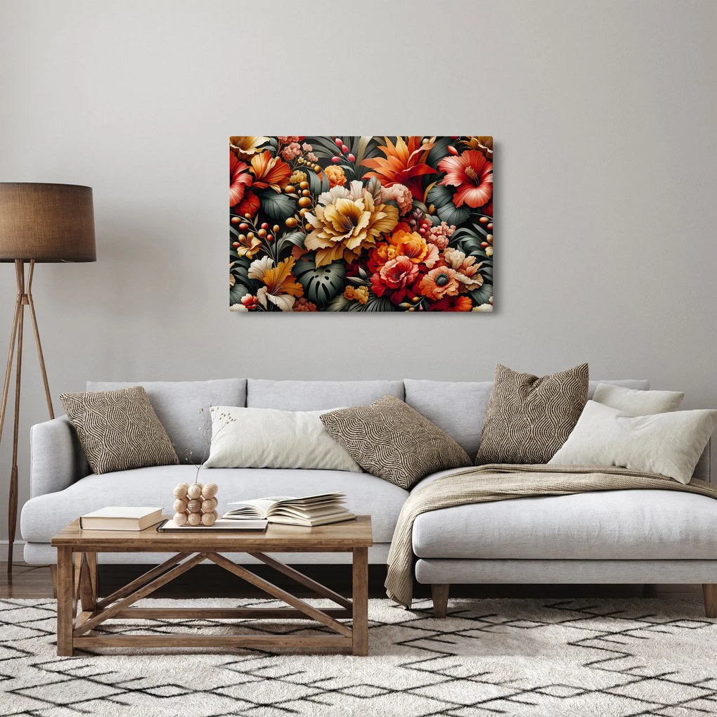 Tablou - Flori portocalii și roșii (90x60 cm)