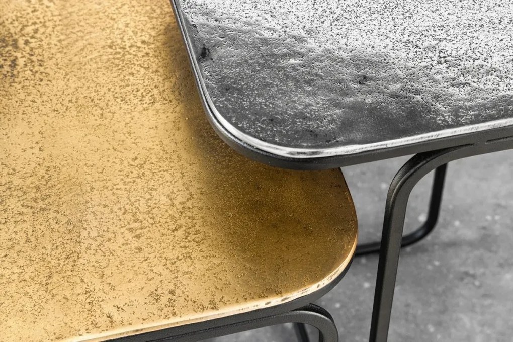 Set de 2 masute auxiliare Abstract auriu/ argintiu A-43516 VC