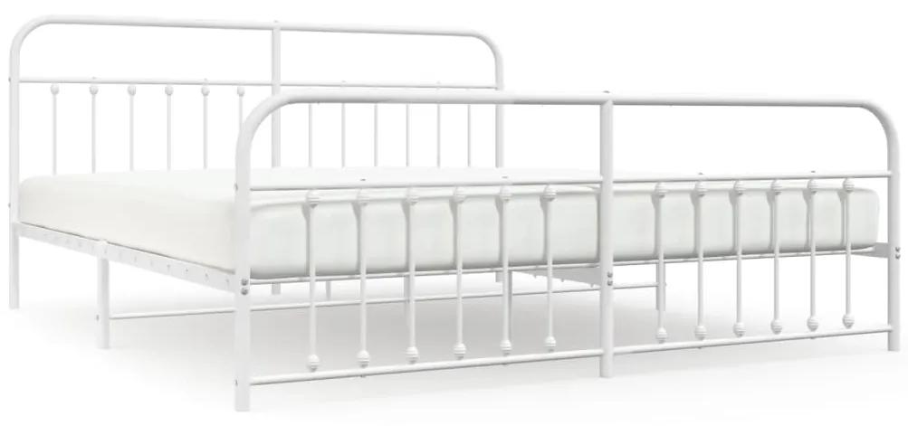 352651 vidaXL Cadru de pat metalic cu tăblie de cap/picioare, alb, 193x203 cm