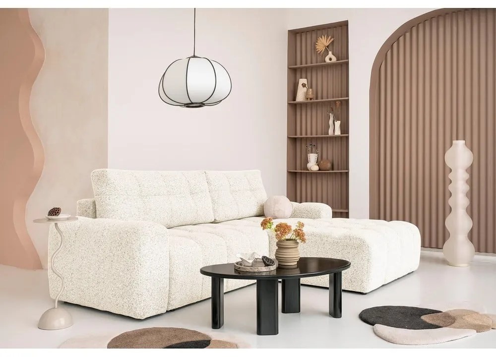 Colțar modular crem extensibil/cu spațiu de depozitare (cu colț pe partea dreaptă) Lulu – Miuform