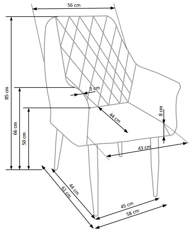 Scaun de bucaterie Ray, albastru/fag