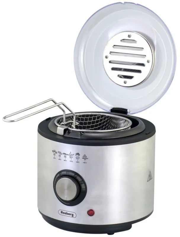 Friteuza cu ulei Rosberg R51980U, 1 L, 950W, Control temperatura, Filtru, Inox