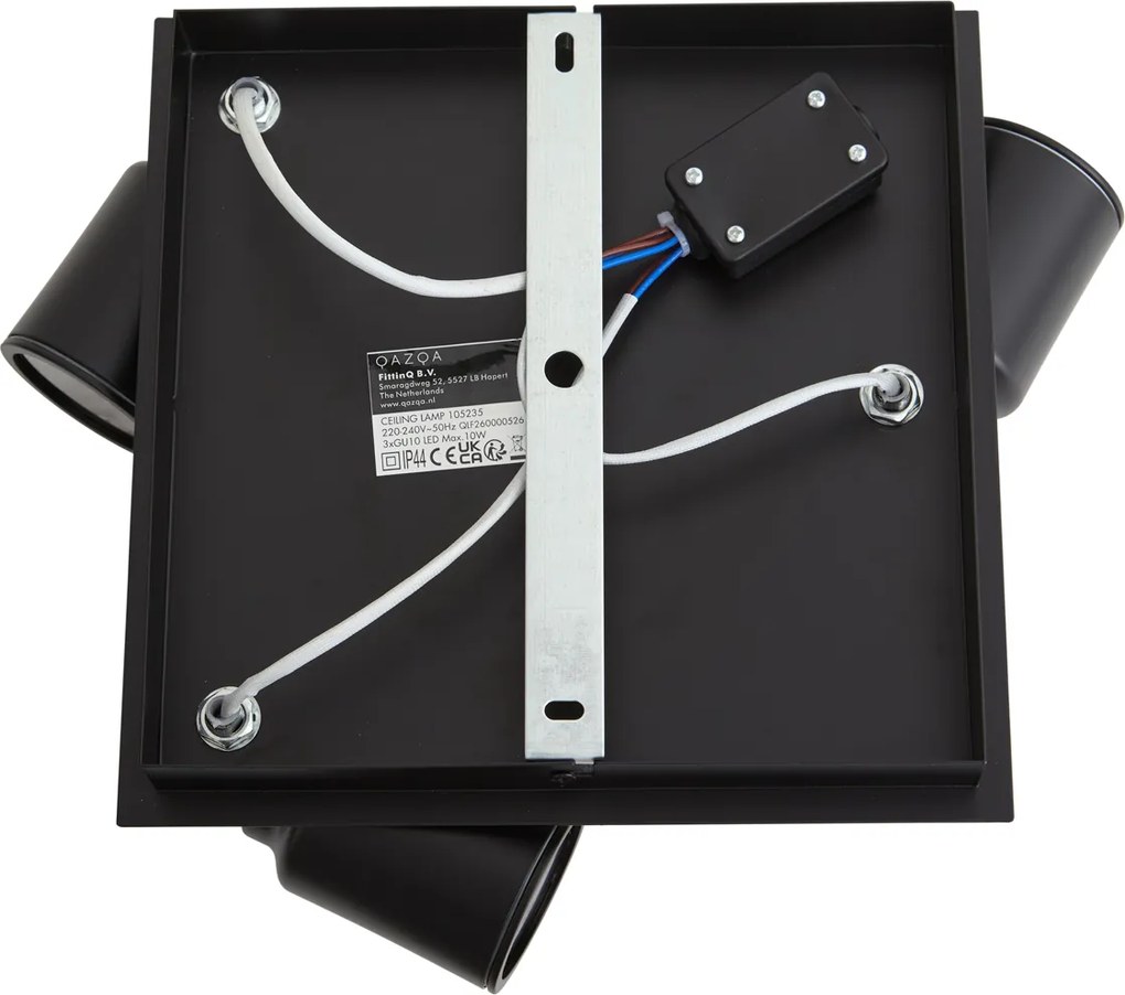 Spot modern pentru baie negru pătrat 3 lumini IP44 - Ducha
