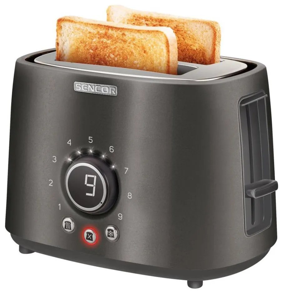 Sencor - Toaster cu 2 felii și suport pentru chifle, 1000 W/230 V, antracit