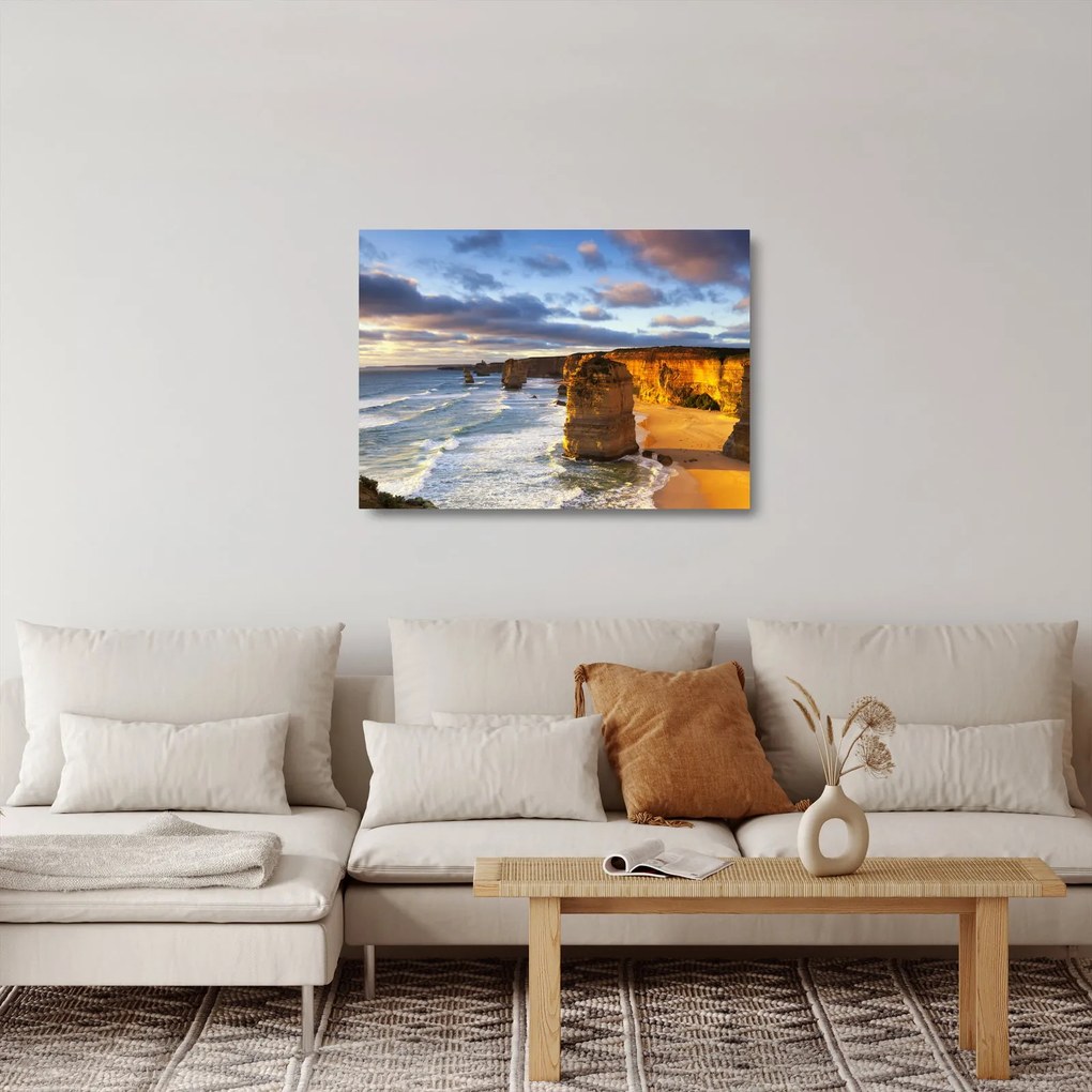 Tablou pe sticlă cu stâncile marine (70x50 cm)