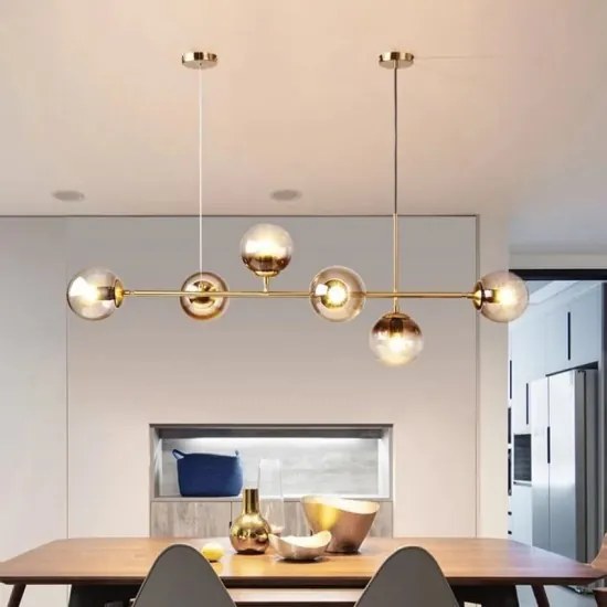 Lustra suspendata Gold, Elit's 6 globuri Fumuri