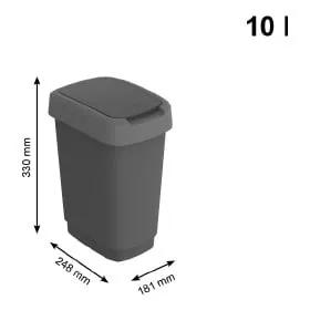 Coș de gunoi din plastic reciclat, argintiu-negru 10 l Twist - Rotho