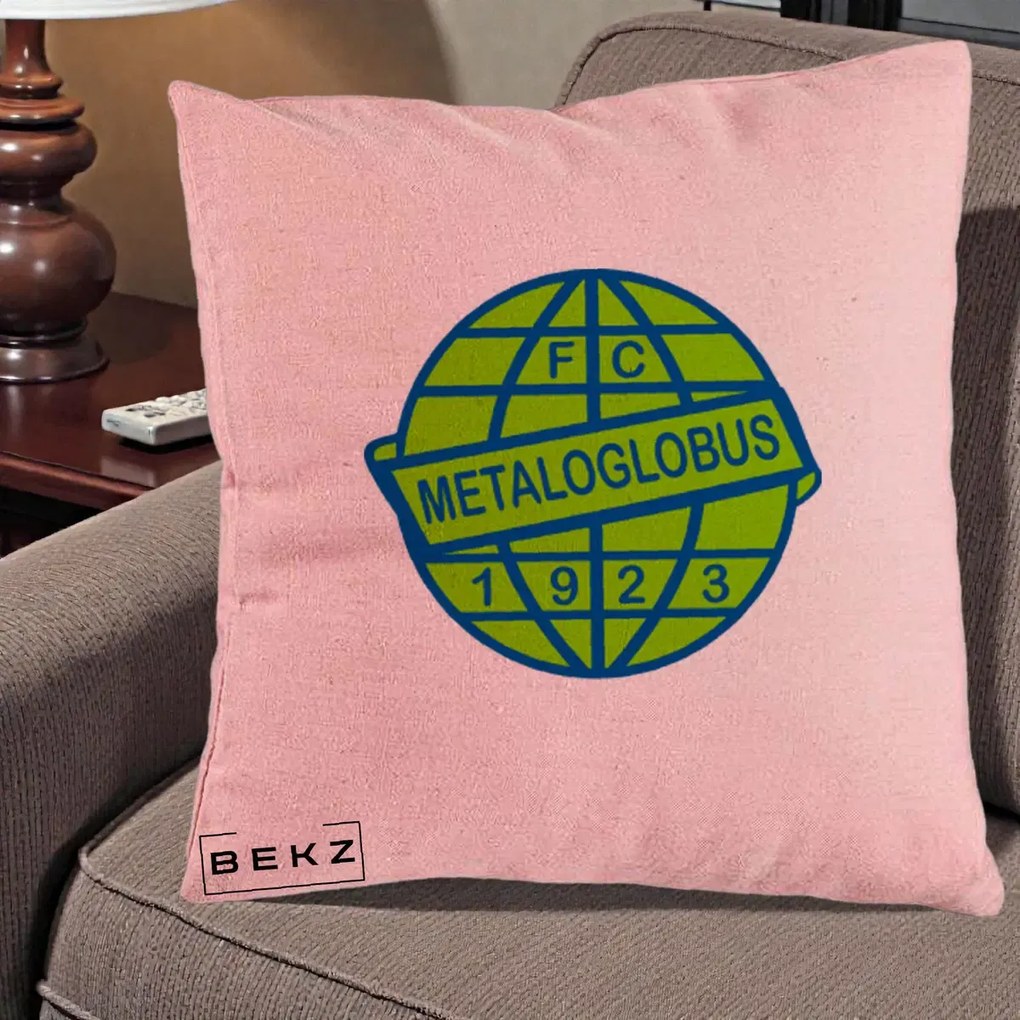 Perna Personalizata FC Metaloglobus Bucuresti 1923 Fotbal, 40x40 cm, Roz, Husa Detasabila, Perna Inclusa, BEKZ®