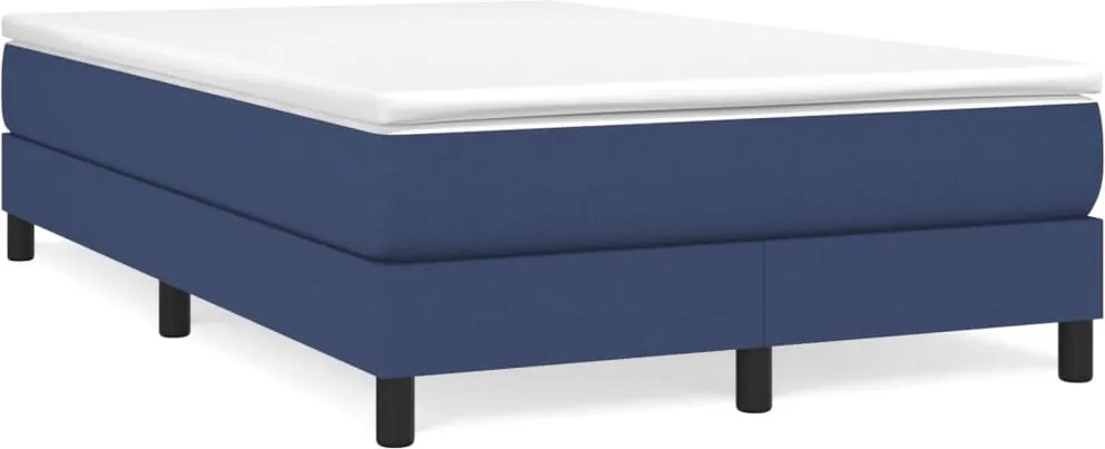 vidaXL Pat box spring cu saltea, albastru, 120x200 cm, textil