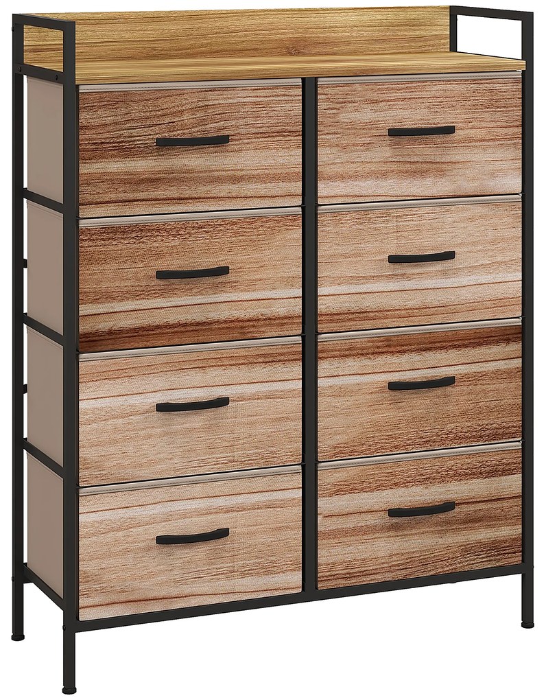 HOMCOM Comodă de depozitare 8 sertare din material textil detașabile, poliță superioară și cadru din oțel 79L x 29l x 101H cm | Aosom Romania