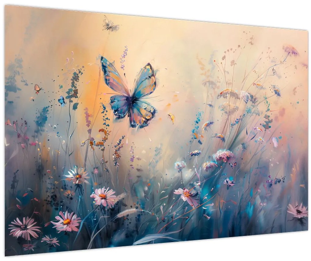 Tablou - Pajiște cu Fluture II (90x60 cm)