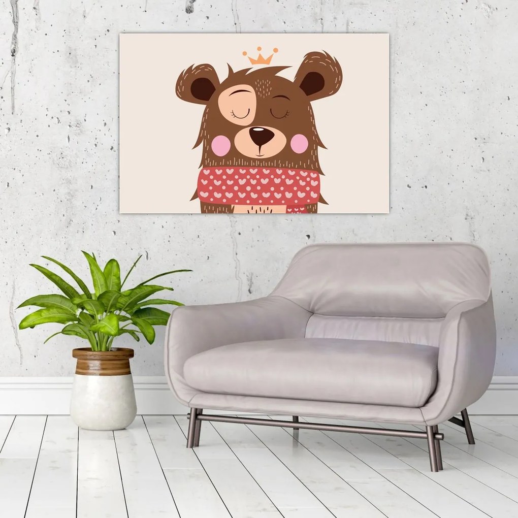 Tablou - Teddy ursuleț cu eșarfă roșie (90x60 cm)