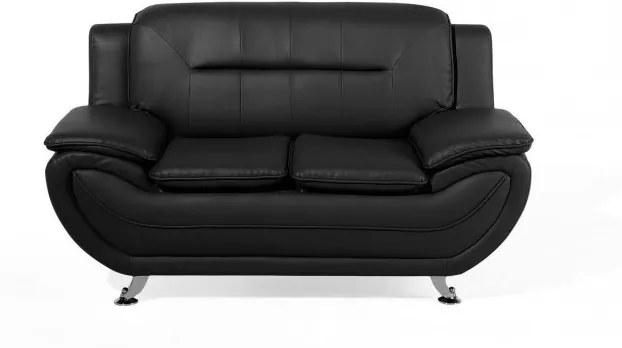 Canapea cu 2 locuri LEIRA, piele sintetică, negru