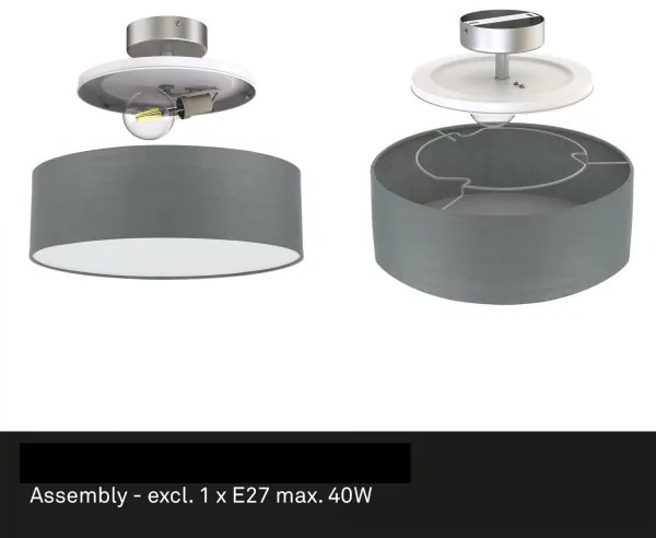 Plafonieră Briloner 3375-024 1xE27/40W/230V d. 30 cm gri